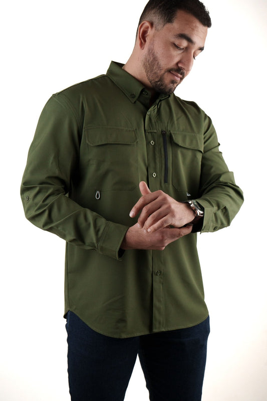 Camisa Manga Larga Verde Olivo