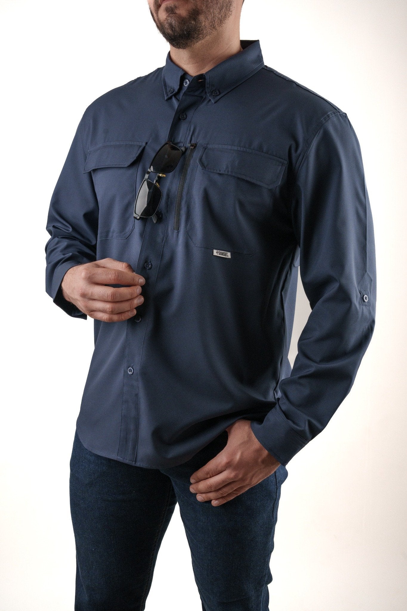 Camisa Azul Marino Manga Larga