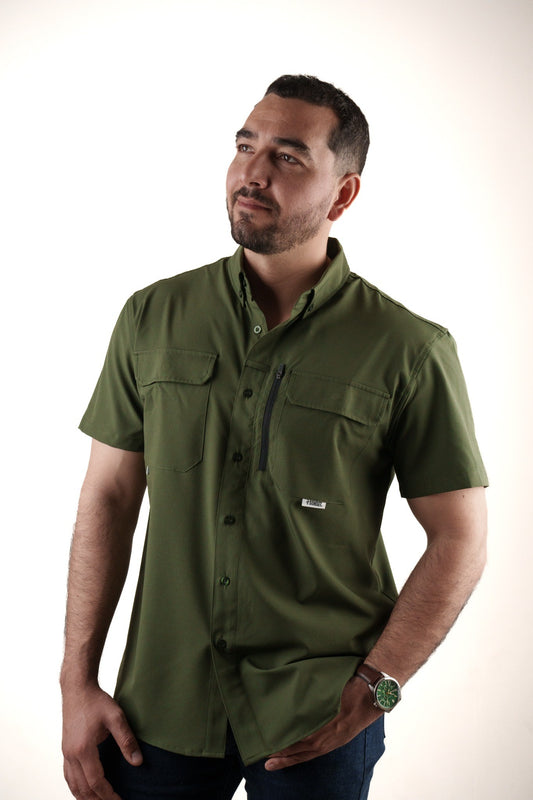 Camisa Manga Corta Verde Olivo
