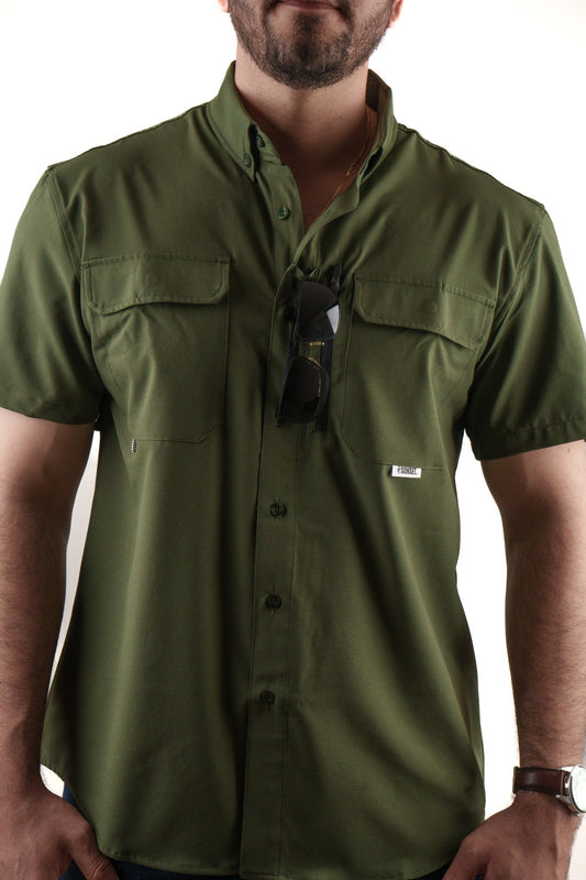 Camisa Manga Corta Verde Olivo