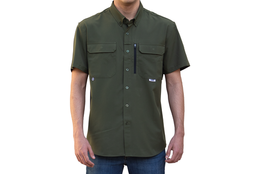 Camisa Manga Corta Verde Olivo