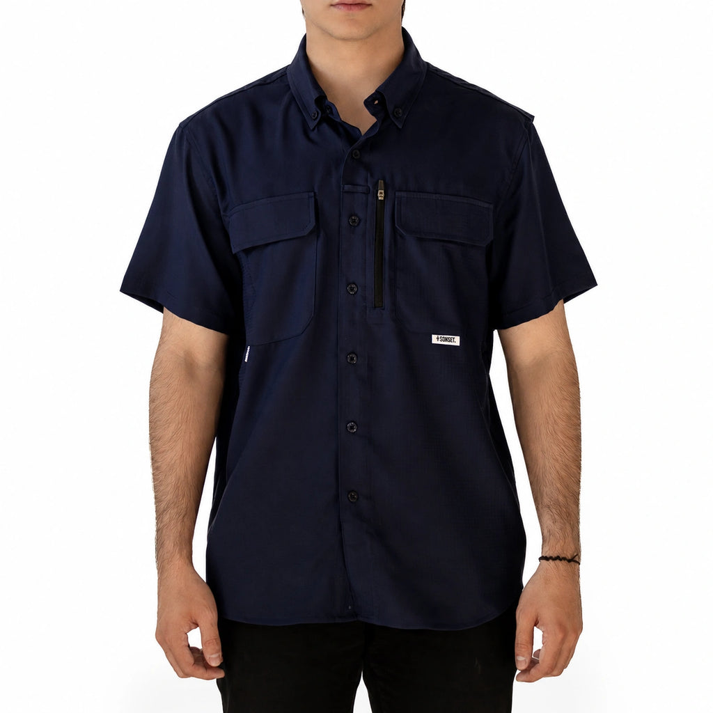 Camisa SONSET Manga Corta Azul